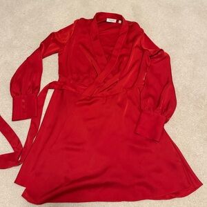 Aritzia Vibrant Red Long Sleeve Dress